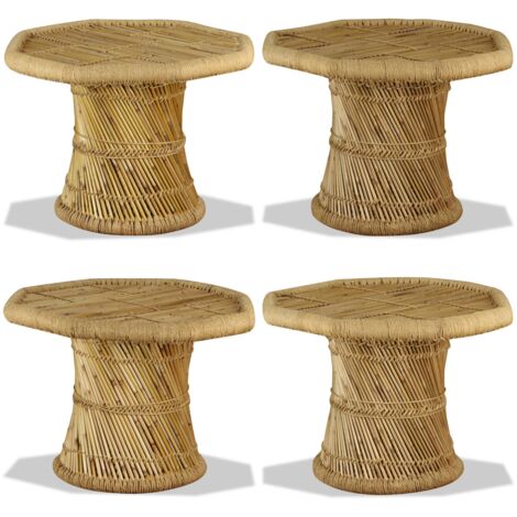 Mesa de centro octogonal de bambú 60x60x45 cm - Mesa de salón - Mesa de sofá