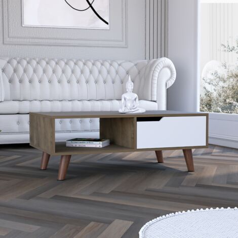 Mesa de Centro Oslo con cajón Bellota / Blanco