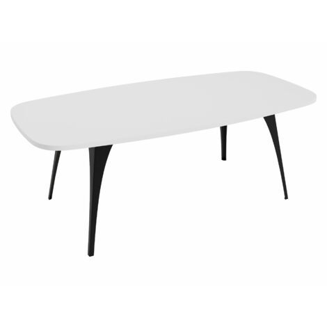 Mesa de centro Oswego 125, Blanco, 45x60x120cm, Diámetro: 0, Aglomerado laminado, Angular