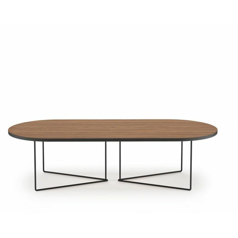 

Mesa de centro OVAL nogal y metal negro, 136 x 60 x 36 - nogal y metal negro