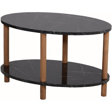 Mesa de centro ovalada 43 x 70 x 44 cm mármol negro 030008481