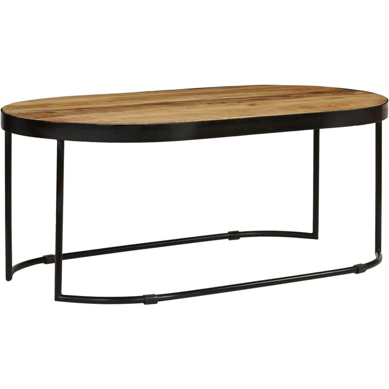 

Mesa de centro ovalada madera maciza de mango y acero 110 cm - Marrón
