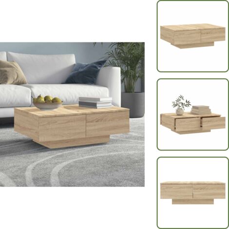 Mesa de centro para bebidas - vidaXL Mesa de centro madera contrachapada color roble 90x60x31 cm - Mesa de centro para libros