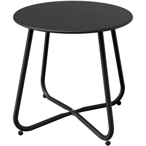 Mesa de centro para interior y exterior, redonda, de metal, 45 x 45 x 40 cm, color negro