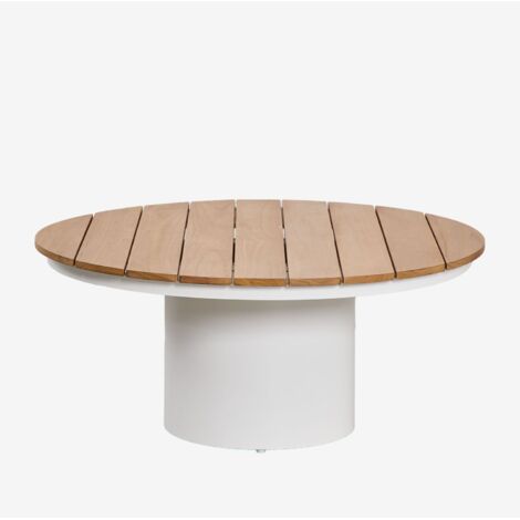 Mesa de centro para jardín redonda Ø90 cm en madera de teca y aluminio Anturio SKLUM             