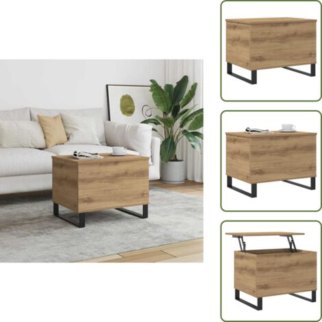Mesa de centro para sala - vidaXL Mesa de centro madera de ingeniería roble artisan 60x44,5x45 cm - Mesa de centro con almacenamiento