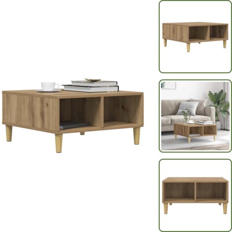 Mesa de centro para sala - vidaXL Mesa de centro madera de ingeniería roble artisan 60x60x30 cm - Mesa de centro con almacenamiento