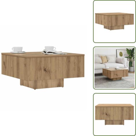 Mesa de centro para sala - vidaXL Mesa de centro madera de ingeniería roble artisan 60x60x31,5 cm - Mesa de centro con almacenamiento