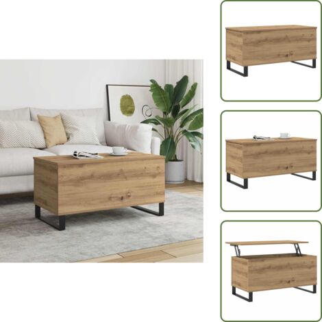 Mesa de centro para sala - vidaXL Mesa de centro madera de ingeniería roble artisan 90x44,5x45 cm - Mesa de centro con almacenamiento