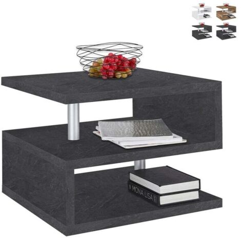 Mesa de centro para salón moderna elegante de 2 estantes Zeta 55 - Antracita