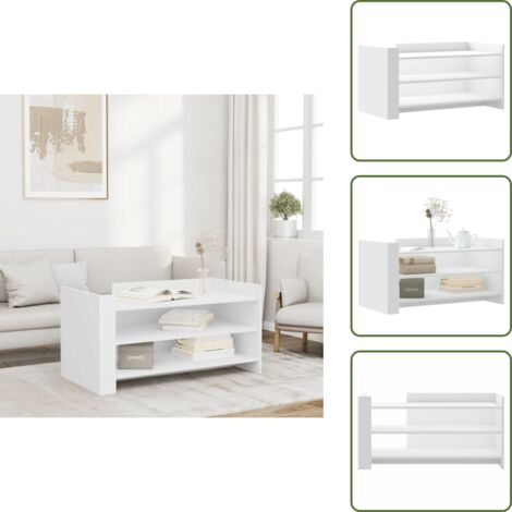 Mesa de centro para salón - vidaXL Mesa de centro de madera de ingeniería blanca 100x50x50 cm - Mesa de centro con almacenamiento