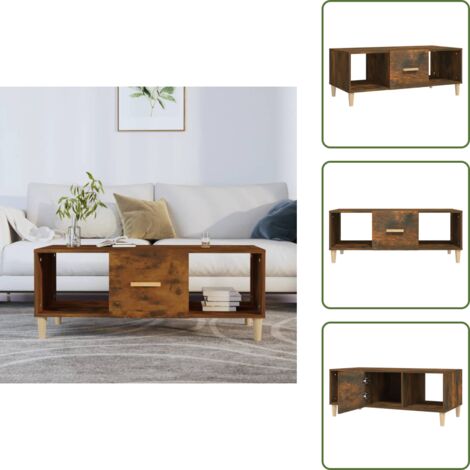 Mesa de centro para salón - vidaXL Mesa de centro madera contrachapada roble ahumado 102x50x40 cm - Mesa de centro de roble ahumado