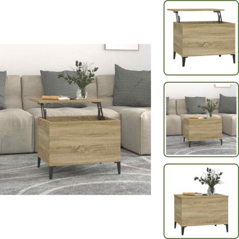 Mesa de centro para salón - vidaXL Mesa de centro madera contrachapada roble Sonoma 60x44,5x45 cm - Mesa de centro con compartimento oculto
