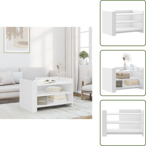 Mesa de centro para salón - vidaXL Mesa de centro madera de ingeniería blanca 80x50x50 cm - Mesa de centro con almacenamiento