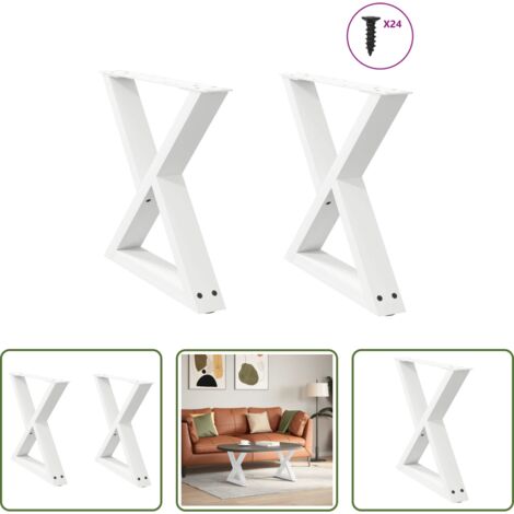 Mesa de centro -  Patas para mesa de centro (2 unidades), color blanco, 60 x (42-43,3) cm, acero