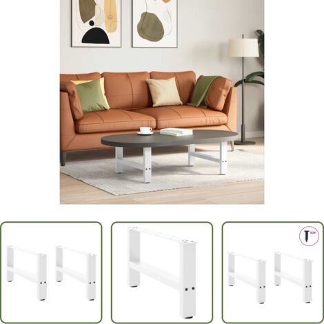 Mesa de centro -  Patas para mesa de centro blancas (2 unidades, 60 x 30-31 cm, acero)