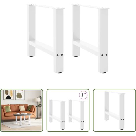 Mesa de centro -  Patas para mesa de centro blancas (2 unidades, 60 x 42-43 cm, acero)