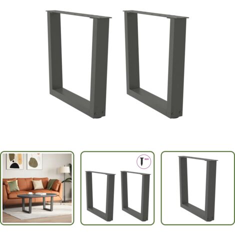 Mesa de centro -  Patas para mesa de centro en forma de V (2 unidades), antracita, 60 x (42-43,3) cm, acero