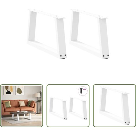 Mesa de centro -  Patas para mesa de centro en forma de V (2 unidades), color blanco, 50 x (30-31,3) cm, acero