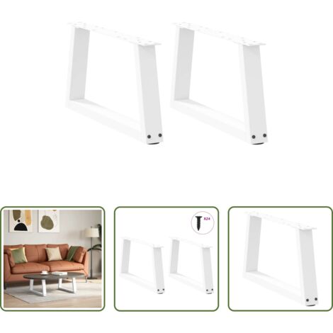 Mesa de centro -  Patas para mesa de centro en forma de V (2 unidades), color blanco, 70 x (30-31,3) cm, acero