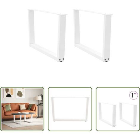 Mesa de centro -  Patas para mesa de centro en forma de V (2 unidades), color blanco, 70 x (42-43,3) cm, acero
