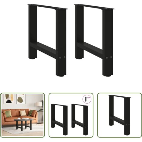 Mesa de centro -  Patas para mesa de centro negras (2 unidades, 60 x 42-43 cm, acero)