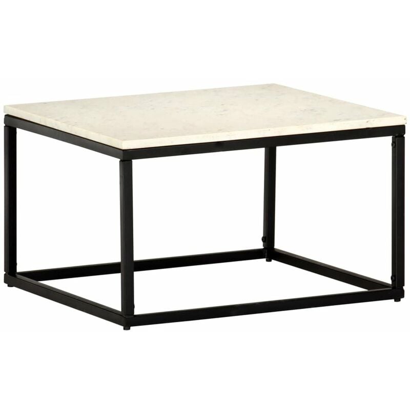 

Mesa de centro piedra real textura de marmol blanco 60x60x35 cm
