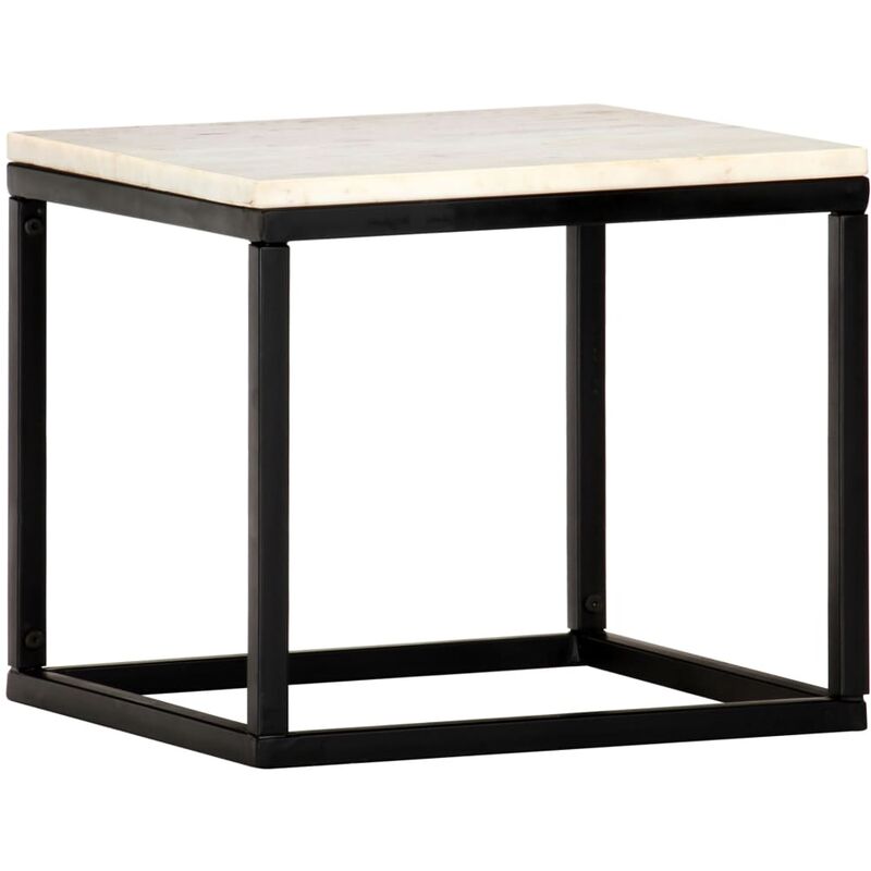 

vidaXL Mesa de Centro Piedra Real Textura de Mármol Blanco 40x40x35 cm - Blanco