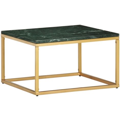 Mesa de centro piedra real textura de mármol verde 60x60x35 cm vidaXL