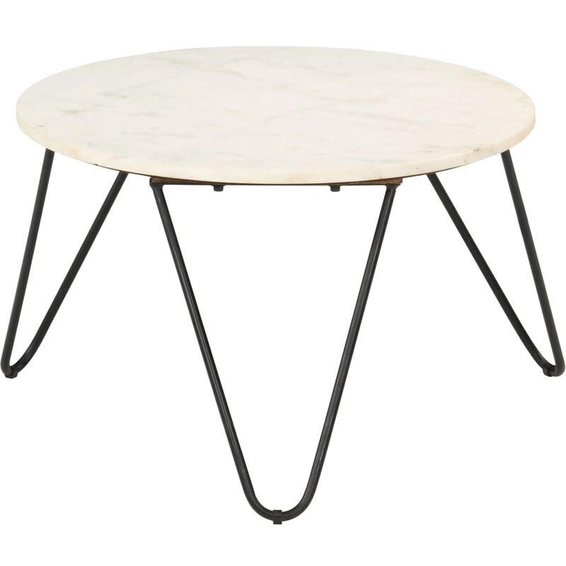 

Mesa de centro piedra real textura de mármol blanco 65x65x42 cm - Blanco