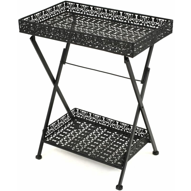 

vidaXL Mesa de centro plegable estilo vintage metal 58x35x72 cm negro - Negro