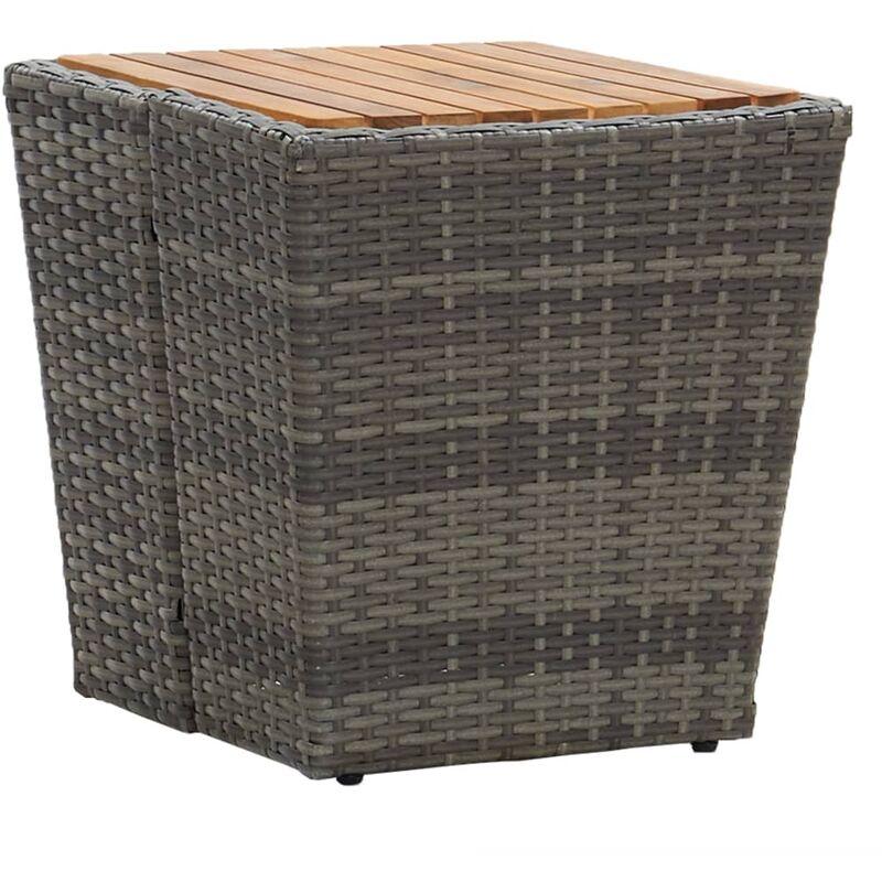 

Mesa de centro ratán PE y acacia maciza gris 41,5x41,5x43 cm