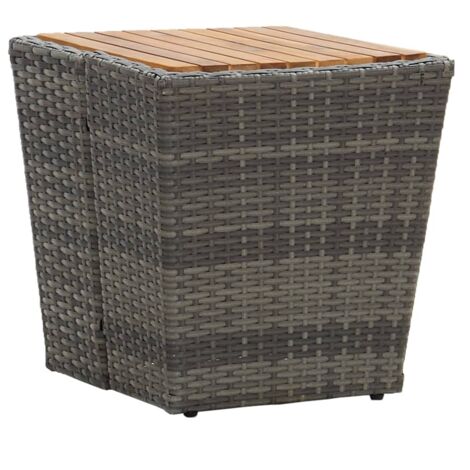 Mesa de centro ratán PE y madera de acacia gris 41,5x41,5x43 cm