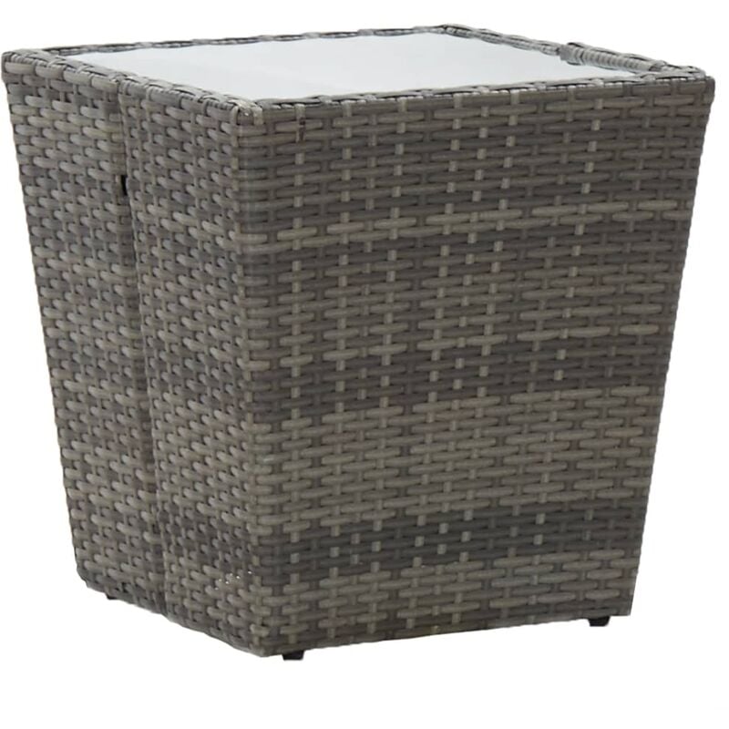 

Mesa de centro ratan PE y vidrio templado gris 41,5x41,5x43 cm