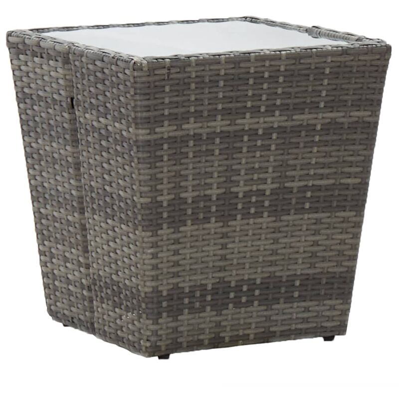

Mesa de centro ratán PE y vidrio templado gris 41,5x41,5x43 cm