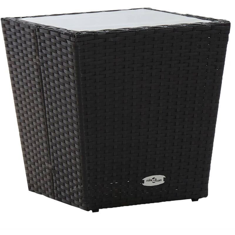 

Mesa de centro ratán PE y vidrio templado negro 41,5x41,5x43 cm