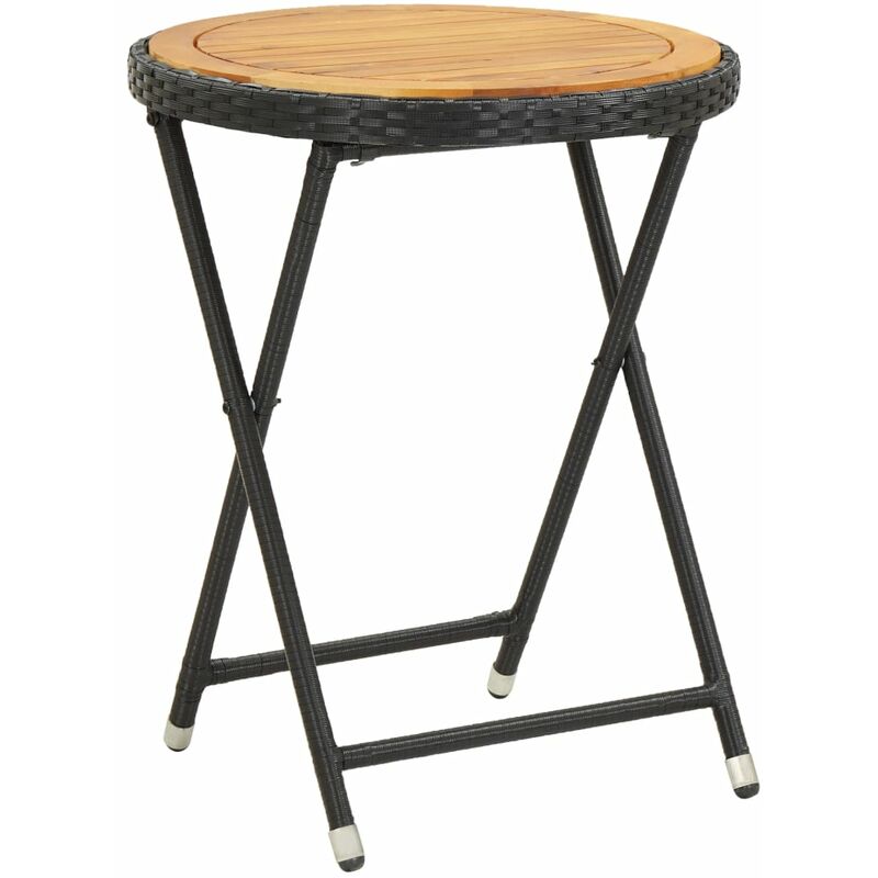 

Mesa de centro ratán sintético y madera maciza de acacia 60 cm