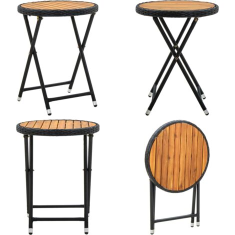 Mesa de centro ratán sintético y madera maciza de acacia 60 cm - Ratán sintético - Madera maciza