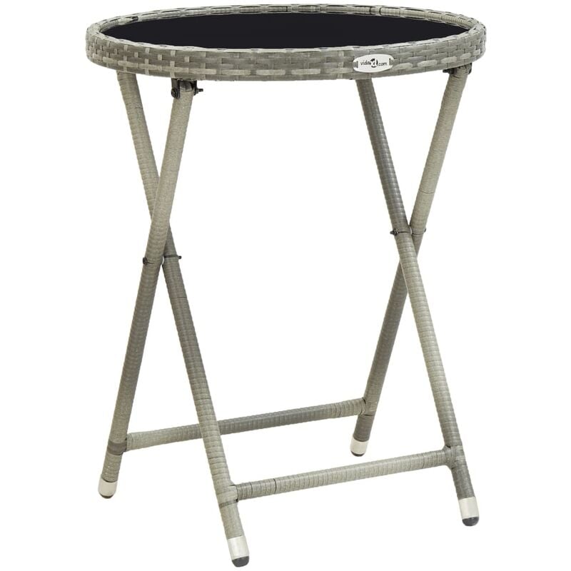 

Mesa de centro ratán sintético y vidrio templado gris 60 cm
