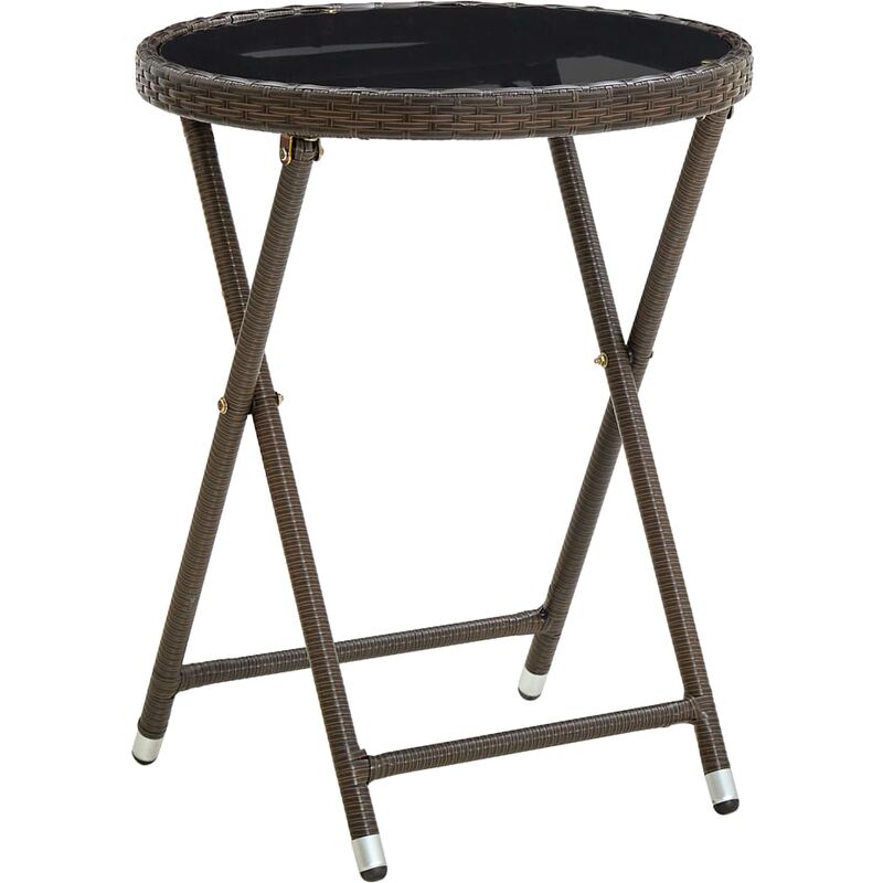 

Mesa de centro ratán sintético y vidrio templado marrón 60 cm