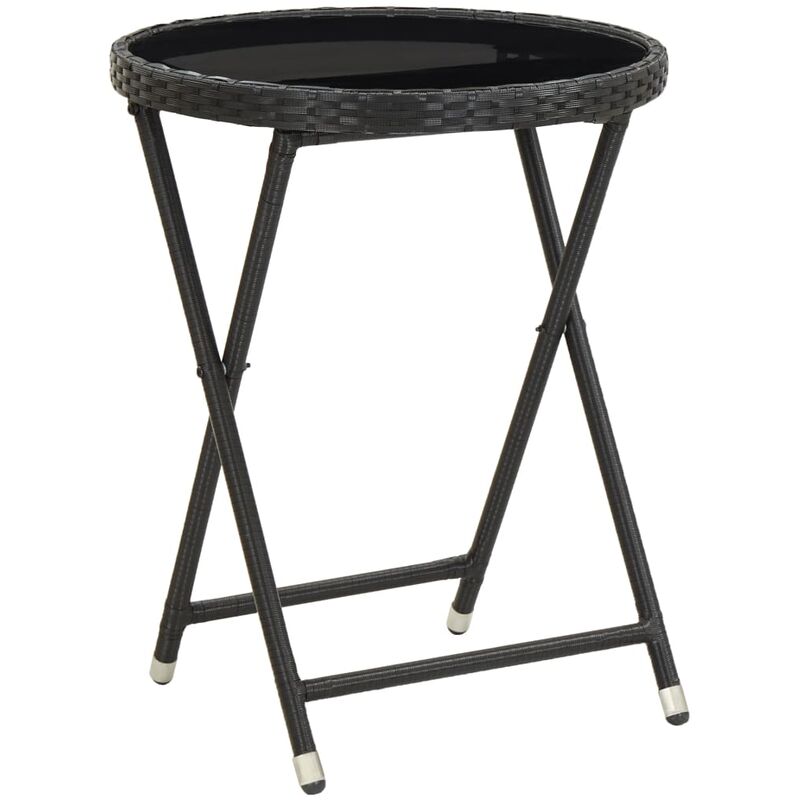 

Mesa de centro ratán sintético y vidrio templado negro 60 cm