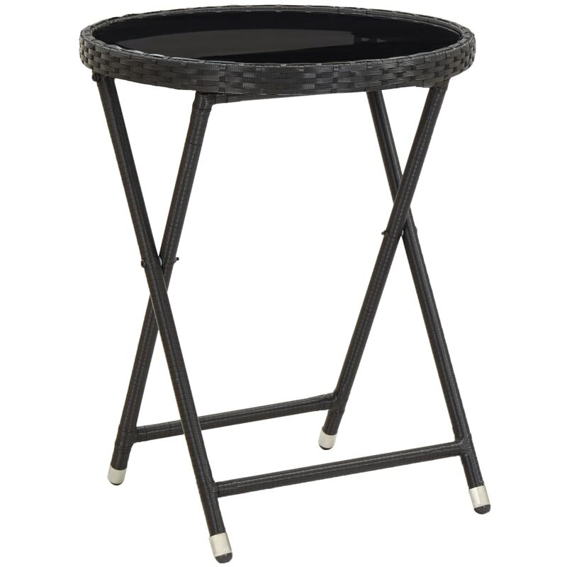 

Mesa de centro ratán sintético y vidrio templado negro 60 cm - Negro