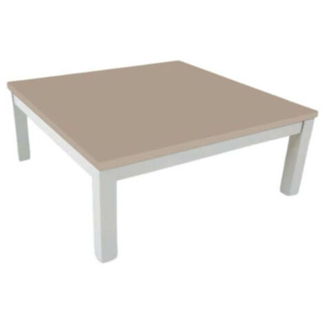 Mesa de centro rectangular con estructura blanca y tapa de barro Tratto