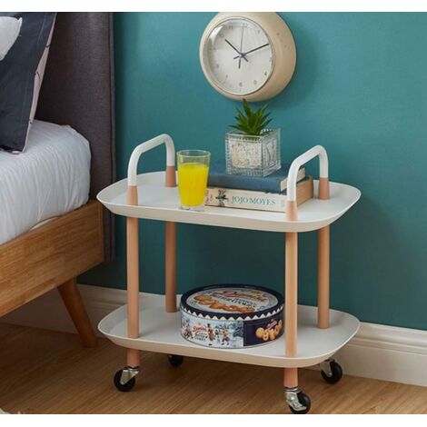 Mesa de centro rectangular con ruedas, resistente, de dos niveles (83630001)