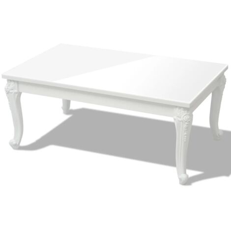 Mesa de centro rectangular, diseño clásico, 100 x 60 x 42 cm, MDF blanco brillante DEC036964