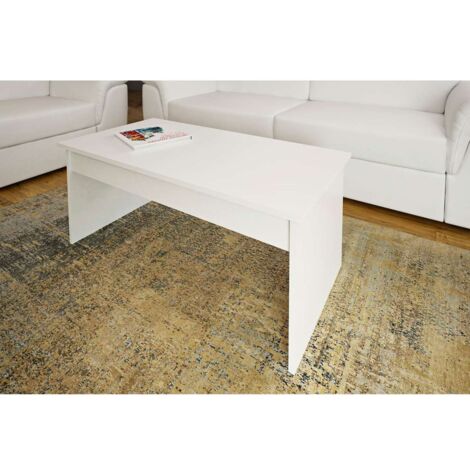 Mesa de centro rectangular Natalia acabado en blanco soft, 100 x 50 x 41.6 cm (largo x ancho x alto)