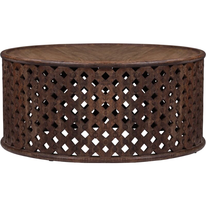 

Mesa de centro redonda auxiliar de madera maciza marrón Ø100x45cm WOMO-Design®