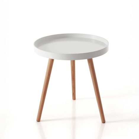 Mesa de centro redonda con patas de madera maciza Lexy Round
