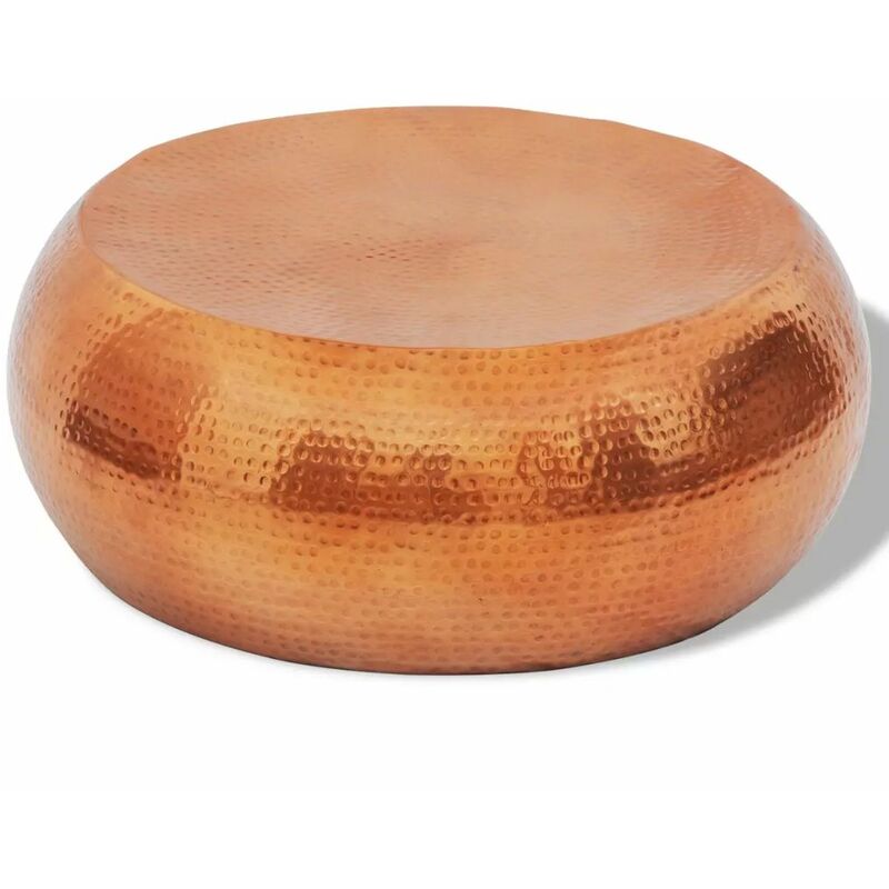 

Mesa de centro redonda de aluminio martillado color cobre