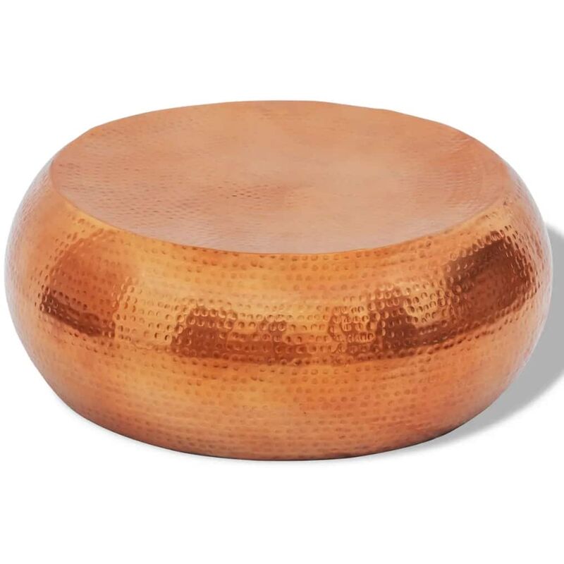 

Mesa de centro redonda de aluminio martillado color cobre